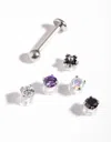 Lovisa Surgical Steel Flat Back Cubic Zirconia Multi Pack In Purple