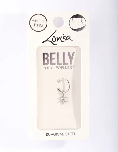 Lovisa Surgical Steel Floral Charm Cubic Zirconia Belly Ring In Multi