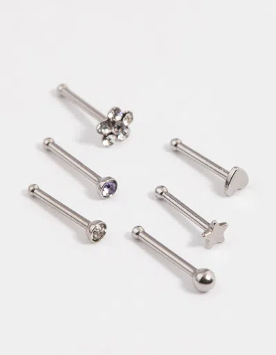 Lovisa Surgical Steel Flower & Star Nose 6-pack In Multi