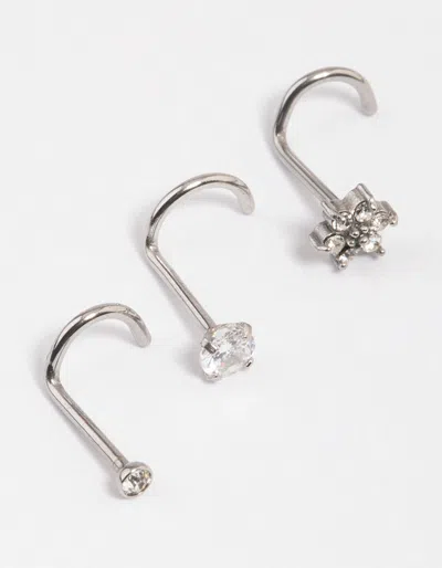 Lovisa Surgical Steel Flower Nose 3-pack In Multi