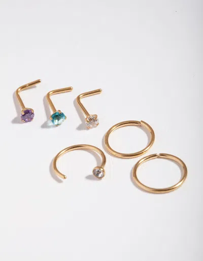 Lovisa Surgical Steel Gold Diamante Six-pack Nose