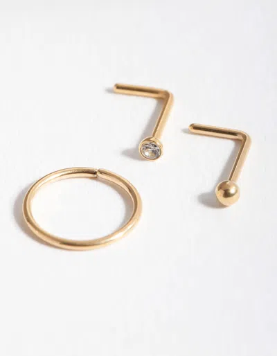 Lovisa Surgical Steel Gold Stud Hoop Nose Pack