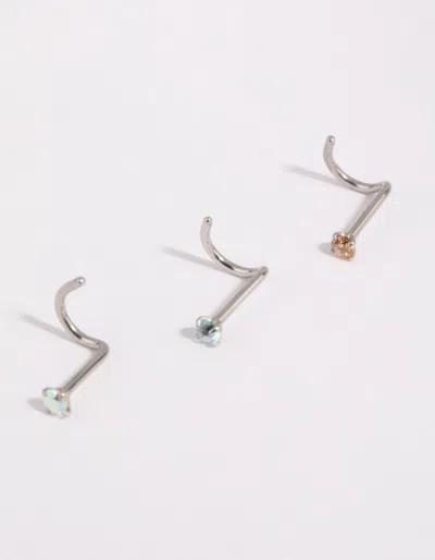 Lovisa Surgical Steel Light Stone Nose Stud Pack In Multi