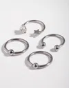 Lovisa Surgical Steel Rhodium Celestial Mix 4-pack Earring In Multi