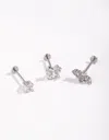 Lovisa Surgical Steel Rhodium Fine Butterfly 3-pack Flat Back In Multi