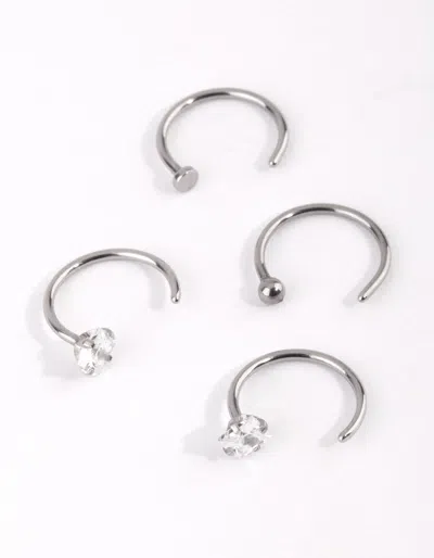 Lovisa Surgical Steel Rhodium Martini Set Dia 4 Pack Nose Ring In Multi