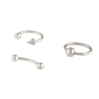 Lovisa Surgical Steel Rhodium Spike Ring Barbell 3 Pack In Multi