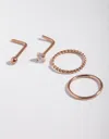 Lovisa Surgical Steel Rose Diamante Twist 4-pack Nose Stud In Multi