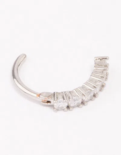 Lovisa Surgical Steel Round Cubic Zirconia Curve Belly Ring In Silver