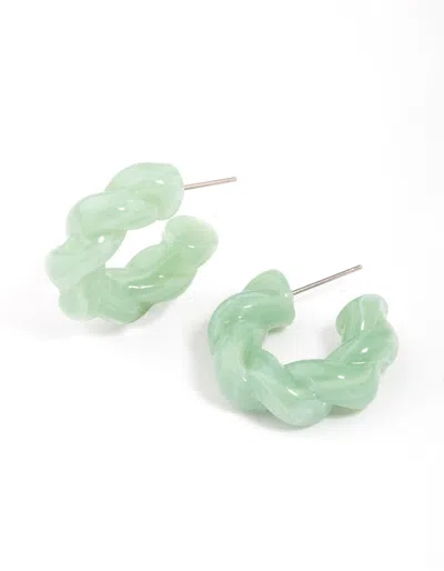 Lovisa Teal Acrylic Twisted Rope Hoop Earrings In Green