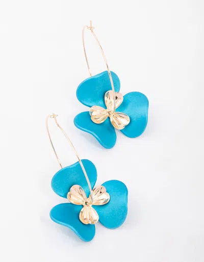 Lovisa Teal Wire Flower Drop Earrings In Blue