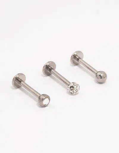 Lovisa Titanium Ball Flat Back 3-pack In Silver