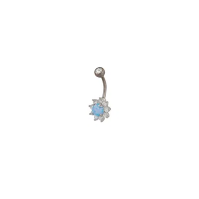 Lovisa Titanium Blue Iridescent Flower Belly Bar In Multi