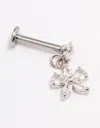 Lovisa Titanium Cubic Zirconia Bow Drop Flat Back In Silver