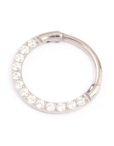 Lovisa Titanium Cubic Zirconia Clicker Ring In Silver