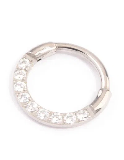 Lovisa Titanium Cubic Zirconia Clicker Ring In Silver