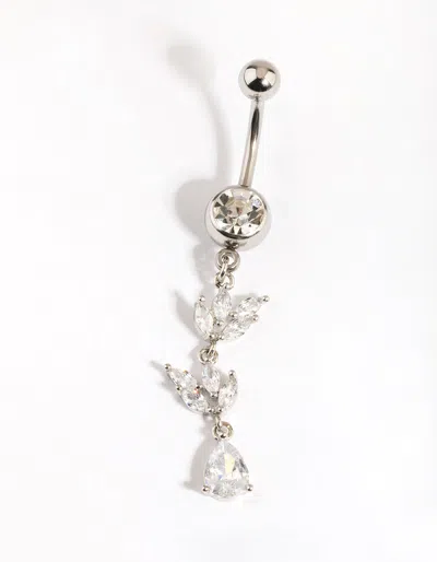 Lovisa Titanium Cubic Zirconia Marquise Belly Bar In Multi