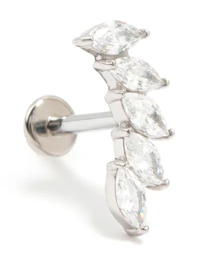 Lovisa Titanium Cubic Zirconia Stacked Leaves Flatback In Silver