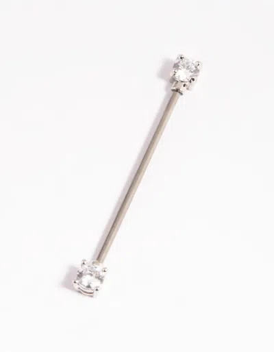 Lovisa Titanium Cubic Zirconia Statement Industrial Bar In Multi