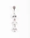 Lovisa Titanium Cubic Zirconia Three Pear Drop Belly Ring In Multi