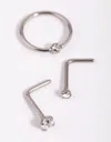 Lovisa Titanium Diamante Nose Stud Pack In Multi