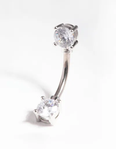 Lovisa Titanium Double Cubic Zirconia Belly Bar In Multi