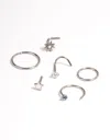 Lovisa Titanium Flower & Trio Ball Nose 6-pack In Multi