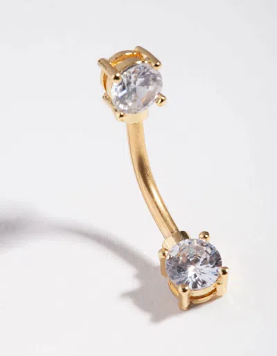 Lovisa Titanium Gold Double Cubic Zirconia Square Belly Ring