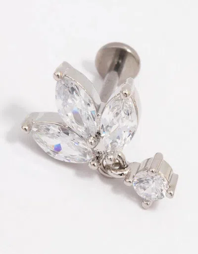 Lovisa Titanium Leaf Drop Single Flat Back In Transparent