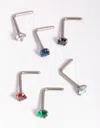 Lovisa Titanium Mixed Stone Nose Stud Pack In Multi