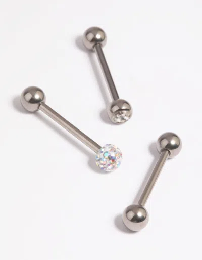 Lovisa Titanium Pave Tongue Rings In Multi