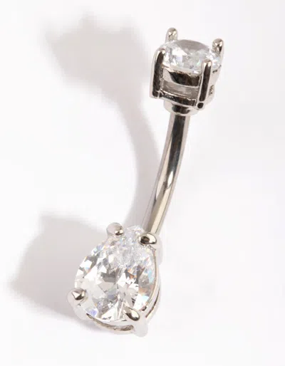 Lovisa Titanium Pear Diamante Belly Bar In Multi