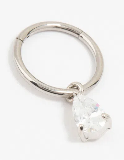 Lovisa Titanium Pear Drop Ring Belly Ring In Silver