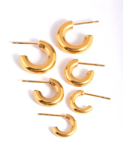 Lovisa Waterproof Gold Plated Stainless Steel Chubby Hoop Earring Pack