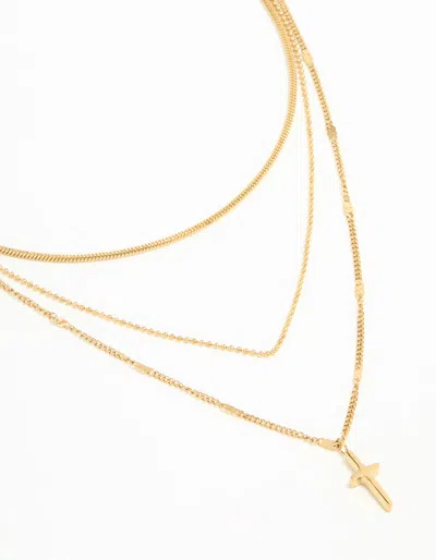 Lovisa Waterproof Gold Plated Stainless Steel Cross Layered Necklace