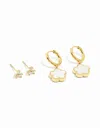 Lovisa Waterproof Gold Plated Stainless Steel Cubic Zirconia Petal Earrings 2-pack