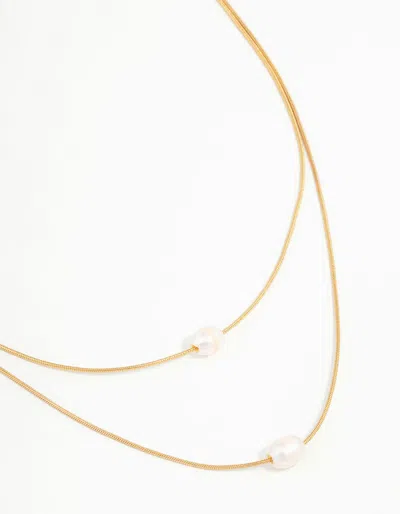 Lovisa Waterproof Gold Plated Stainless Steel Layered Pearl Pendant Necklace