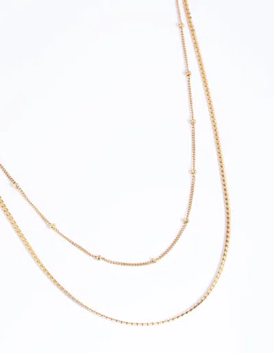 Lovisa Waterproof Gold Plated Stainless Steel Mixed Chain Layered Necklace