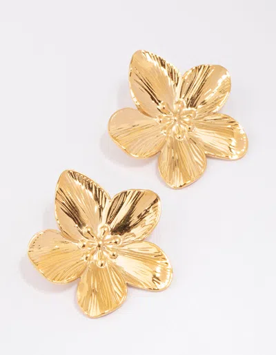 Lovisa Waterproof Gold Plated Stainless Steel Textured Flower Stud Earrings Premium Gold Pvd Plated Hypoall