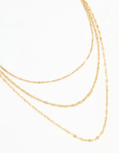 Lovisa Waterproof Gold Plated Stainless Steel Triple Chain Layered Necklace