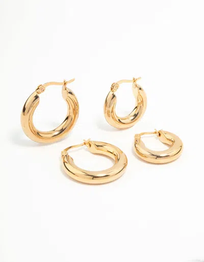 Lovisa Waterproof Gold Plated Stainless Steel Tube Hoop Earrings 2-pack