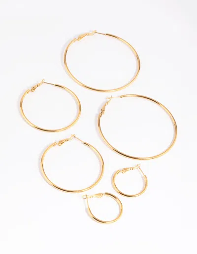 Lovisa Waterproof Premium Gold Plated Stainless Steel Thin Hoop Pack