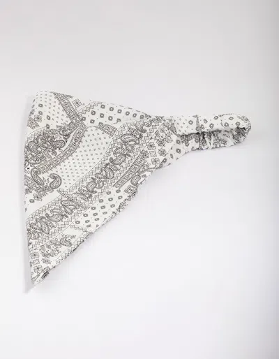 Lovisa White & Black Fabric Paisley Bandana