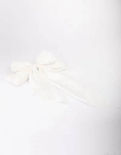 Lovisa White Fabric Satin Drop Bow Hair Clip