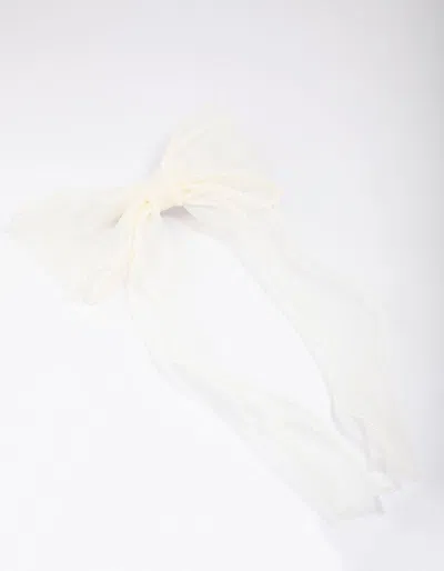 Lovisa White Organza Fabric Pearl Twist Bow Hair Clip