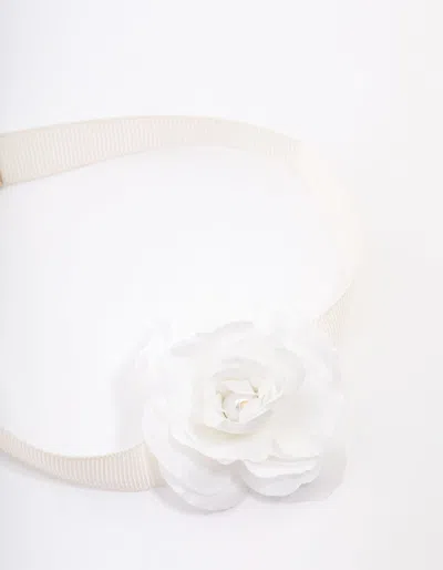 Lovisa White Pearl Rose Wide Ribbon Choker
