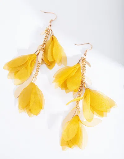 Lovisa Yellow Fabric Flowers Gold Earrings