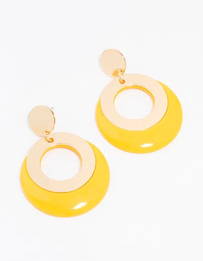 Lovisa Yellow Gold Acrylic Disc And Circle Drop Earrings