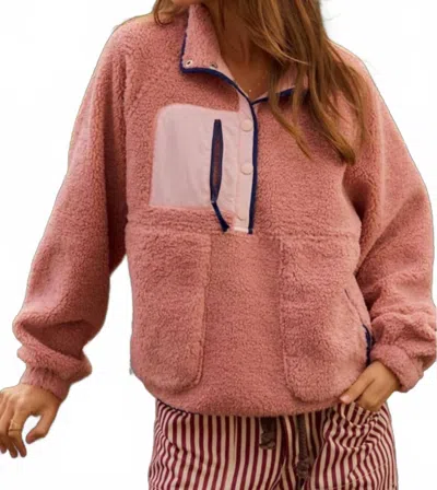 Lovlov Daily Colorblock Button Pullover In Mauve Swoon Pink In Multi