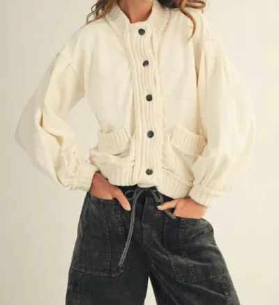 Lovlov Rib Trim Cardigan In Beige In Neutral